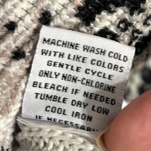 525 America Animal Print Crewneck Sweater Women's Large Cotton White Black Fall - Picture 5 of 5